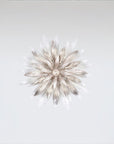A decorative nature inspired flower shape light on a grey background