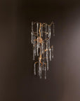 Wall light with glass in shape of icicles hanging from golden colour branches