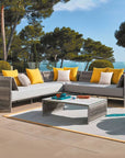 Sifas Kalife collection of sofa seating with a coffee table with accessories at home exterior available at Spacio India for luxury home Outdoor Furniture decor collection