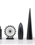 London skyline chess pieces in Skyline Chess Acrylic 2 City London New York Folding Board, featuring Big Ben, London Eye, and The Shard, available at Spacio India.