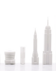 New York skyline chess pieces in Skyline Chess Acrylic 2 City London New York Folding Board, featuring Empire State Building, Chrysler Building, and One World Trade Center, available at Spacio India.