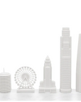 Luxury Skyline Chess Acrylic Los Angeles Map Board Set showcasing detailed city landmarks, available at Spacio India.