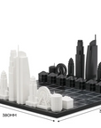 Overhead view of Skyline Chess Acrylic Los Angeles Map Board Set, highlighting its intricate acrylic map design, available at Spacio India.