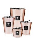 A set of four Baobab Roseum Candle MAX16ROS adorned with black ribbons, perfect for adding a touch of femininity to any space.