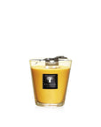 A Baobab Zanzibar Candle Max 16MAX16AZS in a glass, emitting the fragrance of Zanzibar Spices, on a white background.