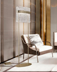 A modern living room featuring the opulence of a Masiero Vegas Floor Lamp by Masiero.