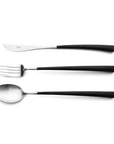 Cutipol Noor luxury cutlery set featuring lightweight pieces with curved resin handles and brushed steel finish, perfect for elegant dining experiences - Spoon, Fork & Knife