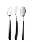 Cutipol Noor luxury cutlery set featuring lightweight pieces with curved resin handles and brushed steel finish, perfect for elegant dining experiences - 3 pcs set