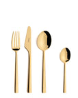Cutipol Rondo Cutlery collection featuring clean and contemporary lines, perfect for elegant dining in polished gold finish 4 pcs
