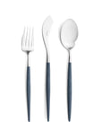 Cutipol Goa blue matt stainless steel finish, black resin handles, and minimalist design for a luxurious dining experience - 3pc server set