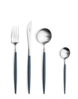 Cutipol Goa blue matt stainless steel finish, black resin handles, and minimalist design for a luxurious dining experience - 4pc set