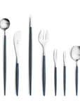 Cutipol Goa blue matt stainless steel finish, black resin handles, and minimalist design for a luxurious dining experience - 9pcs set