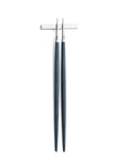 Cutipol Goa blue matt stainless steel finish, black resin handles, and minimalist design for a luxurious dining experience - chopstick with pillow