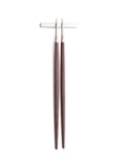 Cutipol Goa brown matt stainless steel finish, black resin handles, and minimalist design for a luxurious dining experience - chopsticks with rest