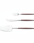 Cutipol Goa brown matt stainless steel finish, black resin handles, and minimalist design for a luxurious dining experience - dessert servers 3 pcs