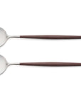 Cutipol Goa brown matt stainless steel finish, black resin handles, and minimalist design for a luxurious dining experience - 2 pc salad servers