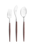 Cutipol Goa brown matt stainless steel finish, black resin handles, and minimalist design for a luxurious dining experience - 3pc servers set