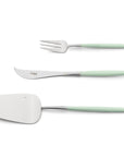 Cutipol Goa celadon matt stainless steel finish, black resin handles, and minimalist design for a luxurious dining experience - 3pc dessert servers