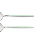 Cutipol Goa celadon matt stainless steel finish, black resin handles, and minimalist design for a luxurious dining experience - salad servers