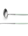 Cutipol Goa celadon matt stainless steel finish, black resin handles, and minimalist design for a luxurious dining experience - 2 pcs spoon servers