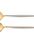 Cutipol Goa ivory matt celadon finish, black resin handles, and minimalist design for a luxurious dining experience - on a white background 2pc salad servers
