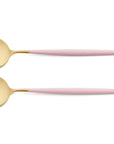 Cutipol Goa pink matt celadon finish, black resin handles, and minimalist design for a luxurious dining experience - on a white background 2pc salad servers