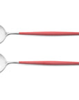 Cutipol Goa red matt stainless steel finish, black resin handles, and minimalist design for a luxurious dining experience - two piece salad servers