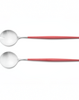 Cutipol Goa red matt stainless steel finish, black resin handles, and minimalist design for a luxurious dining experience - two piece salad servers