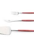 Cutipol Goa red matt stainless steel finish, black resin handles, and minimalist design for a luxurious dining experience - serving set