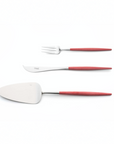 Cutipol Goa red matt stainless steel finish, black resin handles, and minimalist design for a luxurious dining experience - serving set