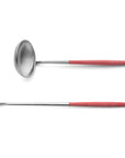 Cutipol Goa red matt stainless steel finish, black resin handles, and minimalist design for a luxurious dining experience - two piece spoon servers