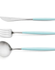Cutipol Goa red matt stainless steel finish, black resin handles, and minimalist design for a luxurious dining experience - Table spoon, knife and fork
