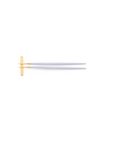 Cutipol Goa violet matt gold finish, black resin handles, and minimalist design for a luxurious dining experience - on a white background chopsticks on chopstick rest