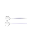 Cutipol Goa violet matt stainless steel finish, black resin handles, and minimalist design for a luxurious dining experience - 2pc salad servers