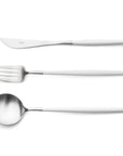 Cutipol Goa white matt stainless steel finish, black resin handles, and minimalist design for a luxurious dining experience - on a white background 3 pcs Table Set
