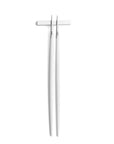 Cutipol Goa white matt stainless steel finish, black resin handles, and minimalist design for a luxurious dining experience - on a white background chopsticks with pillow rest