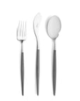 Cutipol Goa grey matt stainless steel finish, black resin handles, and minimalist design for a luxurious dining experience - 3pcs server set