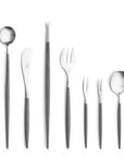 Cutipol Goa grey matt stainless steel finish, black resin handles, and minimalist design for a luxurious dining experience - 9 pcs set