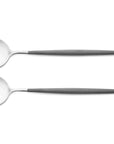 Cutipol Goa grey matt stainless steel finish, black resin handles, and minimalist design for a luxurious dining experience - salad servers