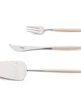 Cutipol Goa ivory matt stainless steel finish, black resin handles, and minimalist design for a luxurious dining experience - Desert servers