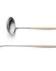 Cutipol Goa ivory matt stainless steel finish, black resin handles, and minimalist design for a luxurious dining experience - 2pc spoon servers