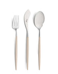 Cutipol Goa ivory matt stainless steel finish, black resin handles, and minimalist design for a luxurious dining experience - 3pcs server set