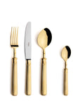 Cutipol Line Collection featuring ribbed steel and a sleek design, crafted in Portugal, perfect for luxury dining experiences - 4 pc in polished gold