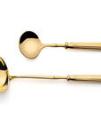 Cutipol Line Collection featuring ribbed steel and a sleek design, crafted in Portugal, perfect for luxury dining experiences - spoon servers in polished gold