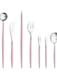 Cutipol pink matt stainless steel finish, black resin handles, and minimalist design for a luxurious dining experience - 9pc set