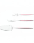 Cutipol Goa pink matt stainless steel finish, black resin handles, and minimalist design for a luxurious dining experience - 3pc dessert servers