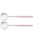Cutipol Goa pink matt stainless steel finish, black resin handles, and minimalist design for a luxurious dining experience - 2pc salad servers