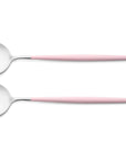 Cutipol Goa pink matt stainless steel finish, black resin handles, and minimalist design for a luxurious dining experience - 2pc salad servers