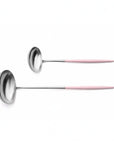 Cutipol Goa pink matt stainless steel finish, black resin handles, and minimalist design for a luxurious dining experience - 2pc spoon servers