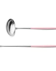 Cutipol Goa pink matt stainless steel finish, black resin handles, and minimalist design for a luxurious dining experience - 2pc spoon servers